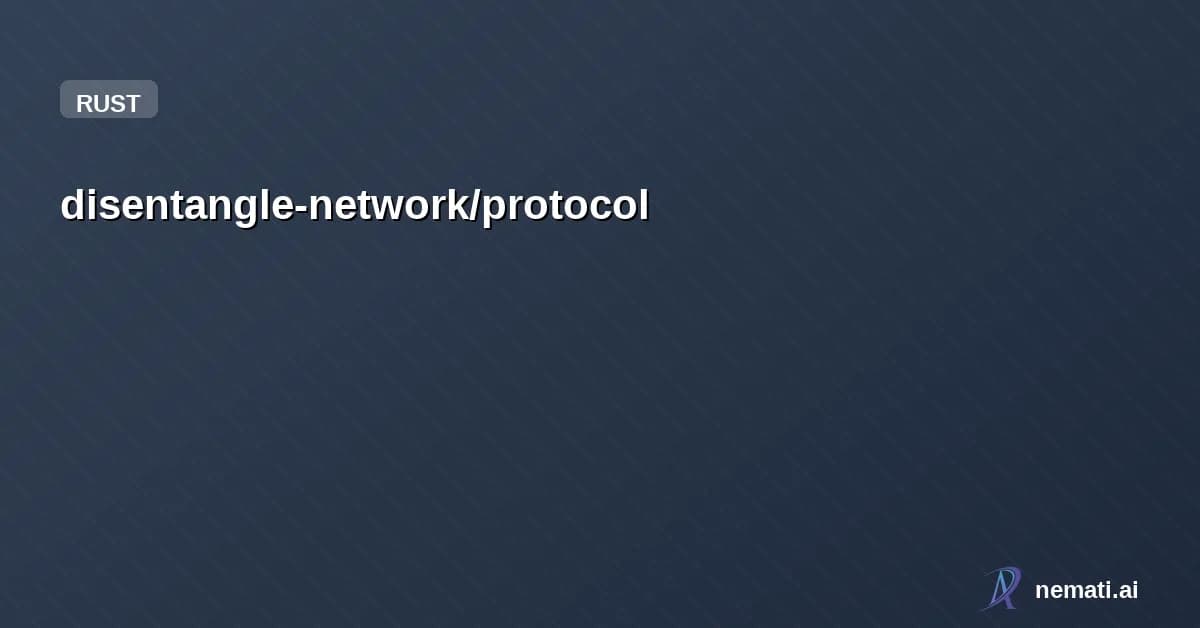 disentangle-network/protocol — Topology-based distributed consensus with post-quantum cryptography. No tokens,