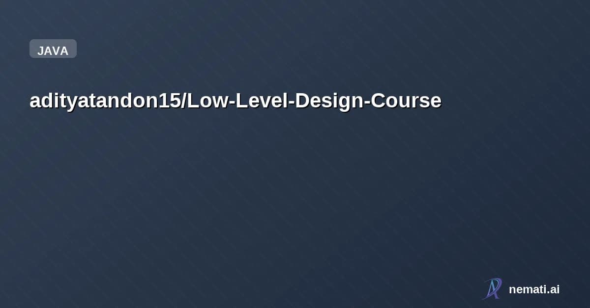 adityatandon15/Low-Level-Design-Course — Star
adityatandon15 /
Low-Level-Desig