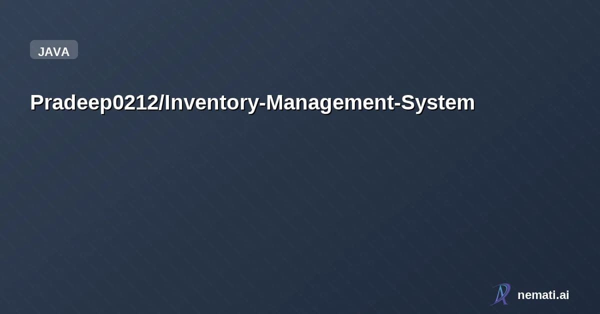 Pradeep0212/Inventory-Management-System — Console-based Inventory Management System using Core Java