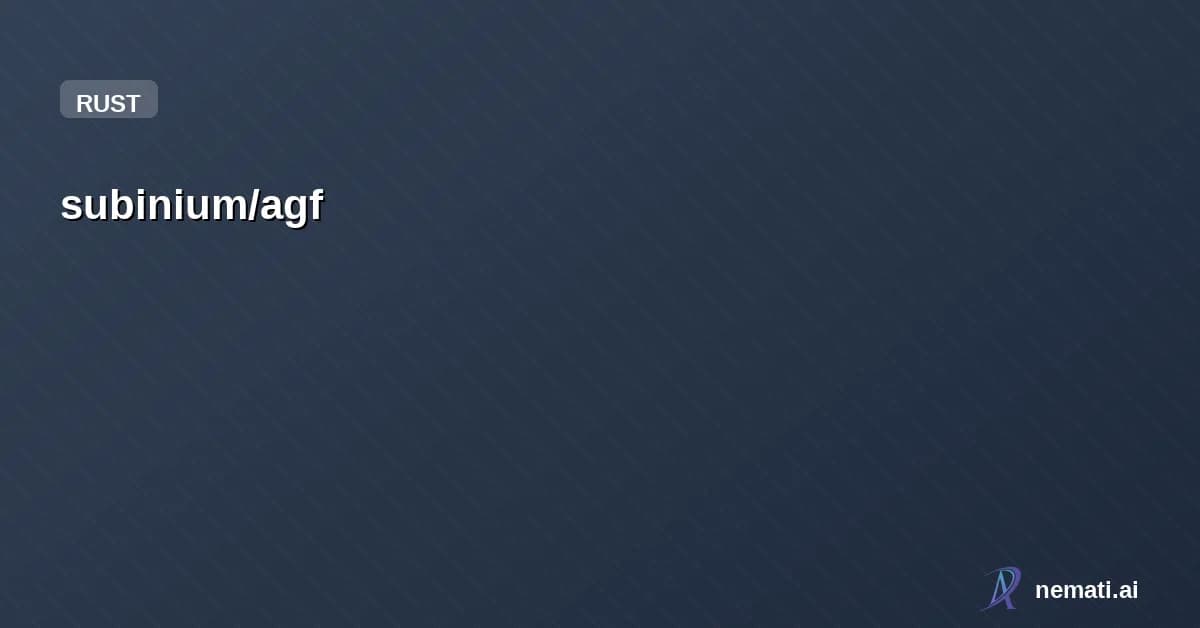 subinium/agf — Agent Finder — One TUI to find, resume, and manage AI coding agent sessions (Cla