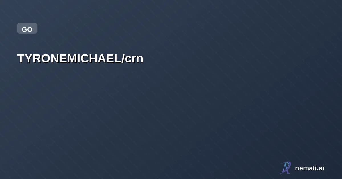 TYRONEMICHAEL/crn — Local job scheduler CLI for AI agents. Wraps macOS launchd behind a clean CLI.
