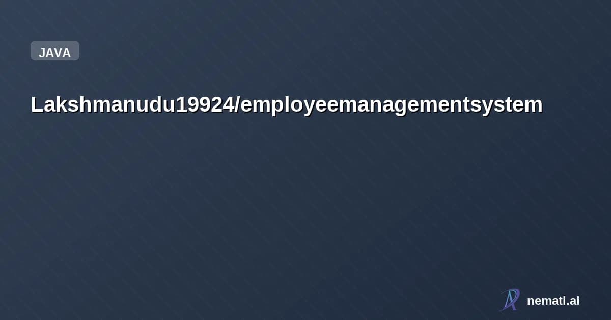Lakshmanudu19924/employeemanagementsystem — Hibernate based Employee Management System