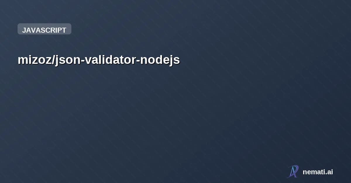 mizoz/json-validator-nodejs — Validate JSON syntax quickly - Node.js CLI tool