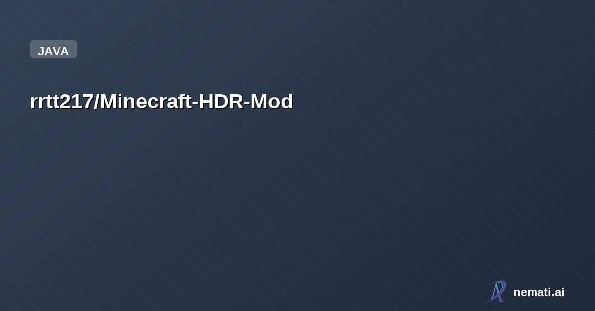 rrtt217/Minecraft-HDR-Mod — (In Development) Enable native HDR in Minecraft with Iris shaders