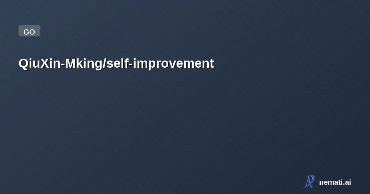 QiuXin-Mking/self-improvement — 基于艾宾浩斯遗忘曲线的科学学习系统,提供 CLI 命令行和 Web 界面两种使用方式。系统通过智能算法自动安排复习时间,帮助你高效记忆和掌握知识。 核心功能:
