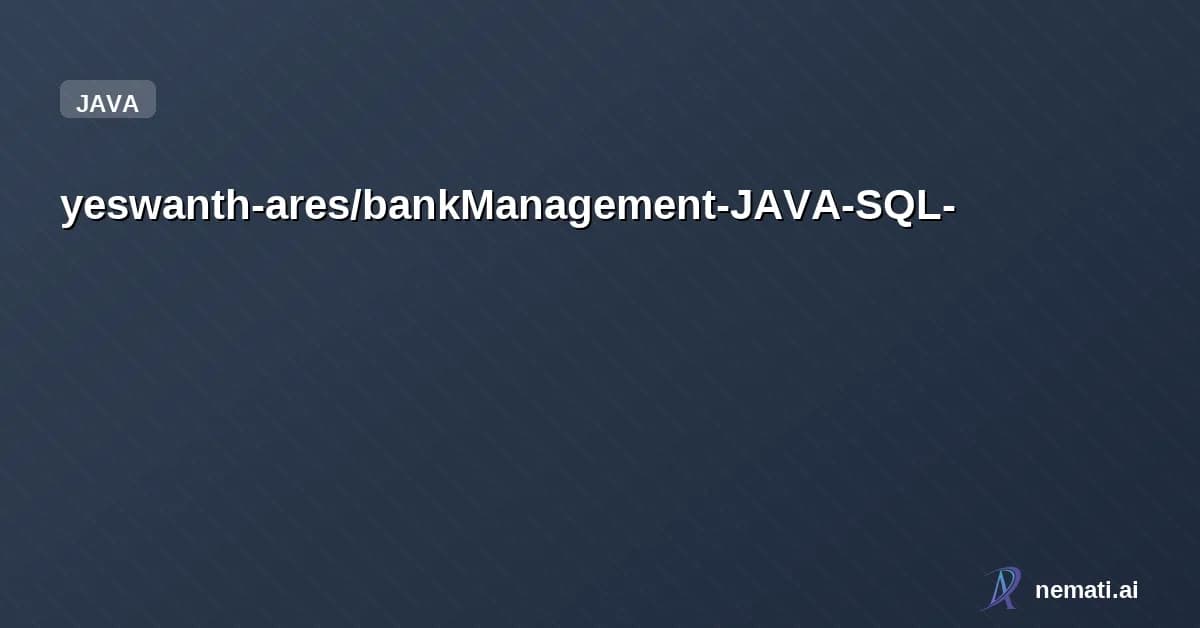 yeswanth-ares/bankManagement-JAVA-SQL- — A multi-step ATM-style banking system with signup, login, deposit, withdrawal, a