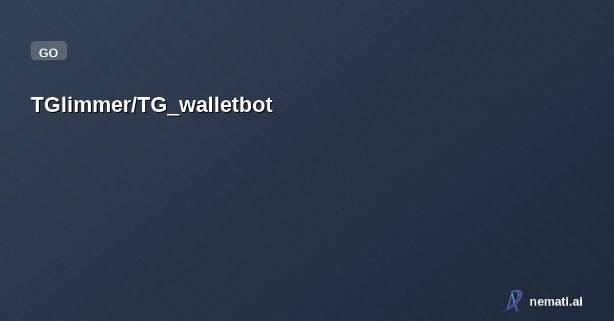 TGlimmer/TG_walletbot — Telegram 链上钱包 Bot - OKPay 复刻