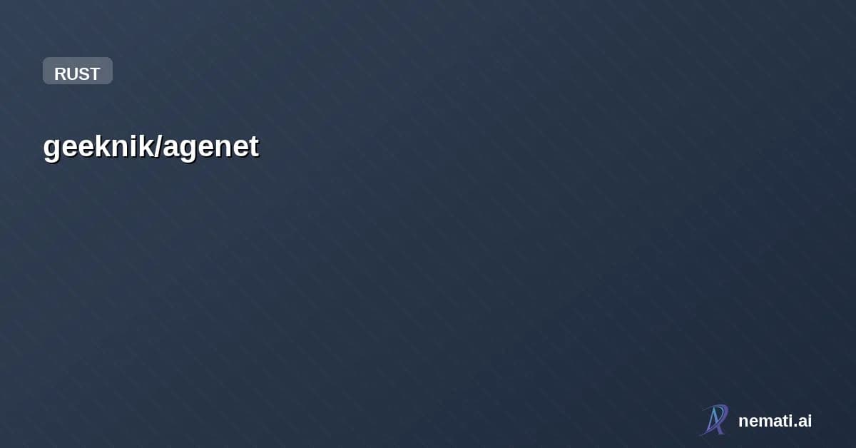 geeknik/agenet — A machine-native communication and coordination substrate for autonomous agents.