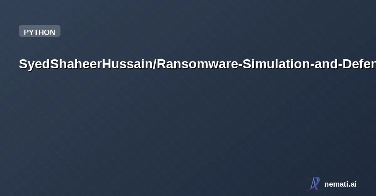 SyedShaheerHussain/Ransomware-Simulation-and-Defense-Mechanism-Python-GUI — A high-fidelity, educational cybersecurity sandbox for simulating ransomware att