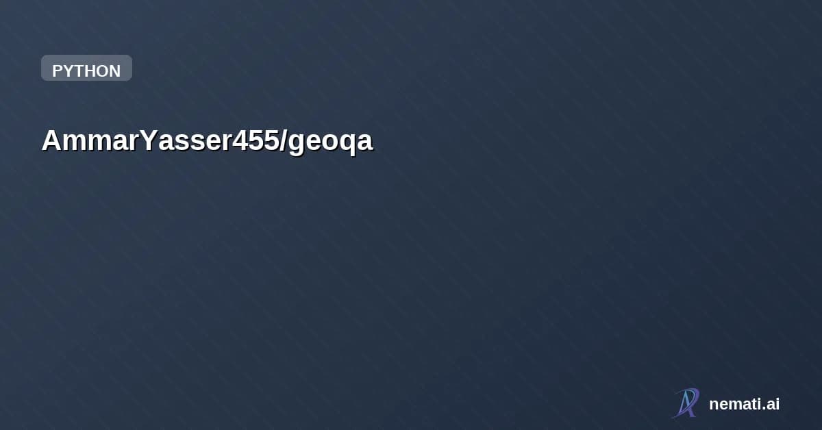 AmmarYasser455/geoqa — GeoQA: Geospatial Data Quality Assessment — one-liner profiling, quality scoring