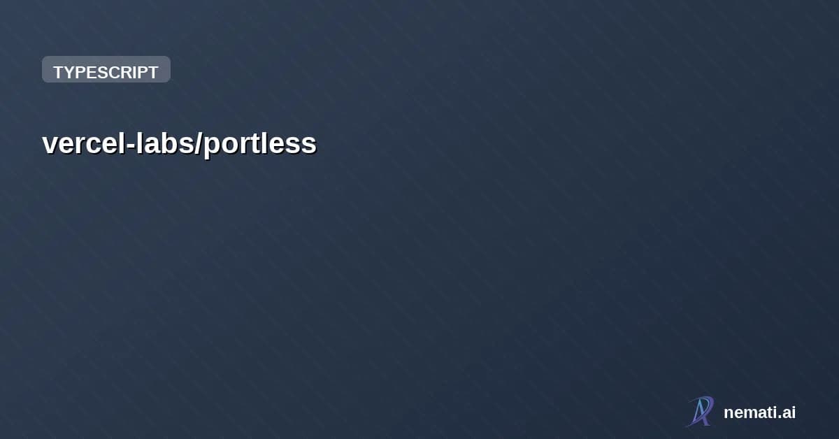 vercel-labs/portless — Replace port numbers with stable, named .localhost URLs. For humans and agents.