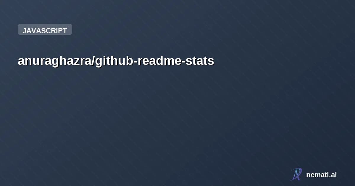 anuraghazra/github-readme-stats — Sponsor
Star