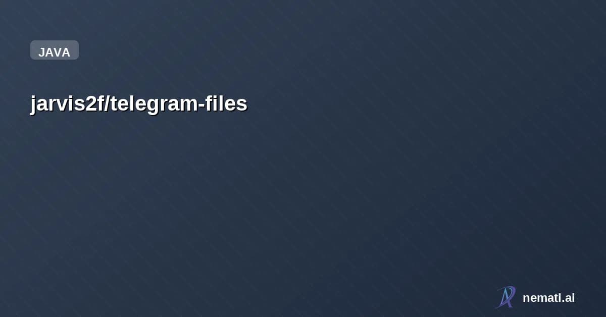 jarvis2f/telegram-files — Star
jarvis2f /
telegram-files