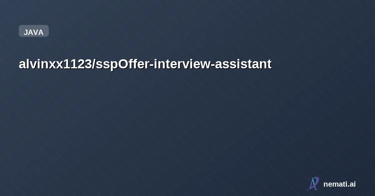 alvinxx1123/sspOffer-interview-assistant — “接入大模型的AI-agent 互联网后端面试助手,支持在线 ACM模式IDE 与多平台面经整合,支持定制化个人面经库(RAG)与简历/面试复盘”