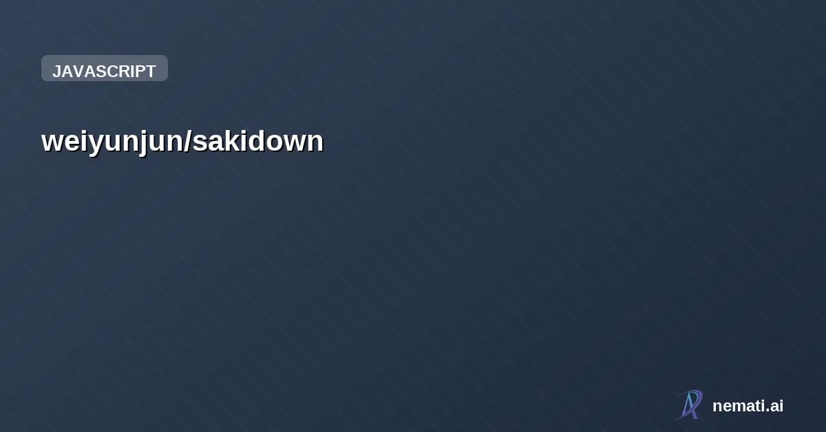 weiyunjun/sakidown — SakiDown是一个遵循Chrome Manifest V3标准的哔哩哔哩视频下载和管理插件。基于原生JavaScript开发,无任何外部依赖,开箱即用。