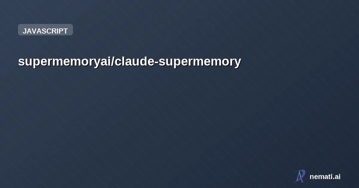 supermemoryai/claude-supermemory — Enable Claude Code to learn in real-time, update it's knowledge, and grow with y