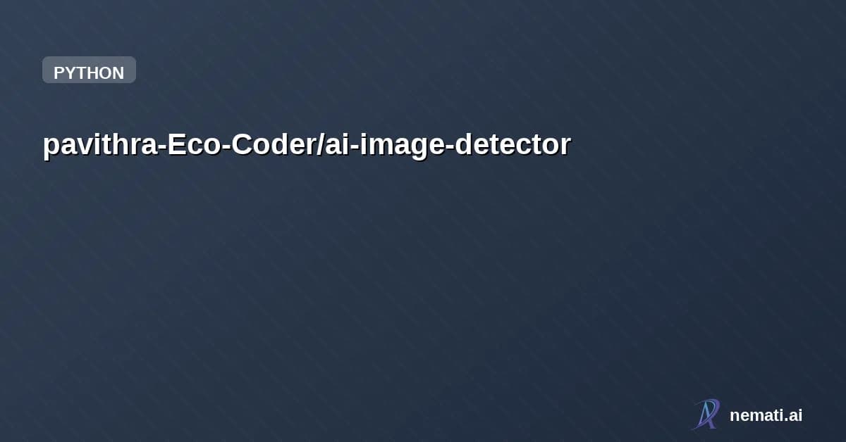 pavithra-Eco-Coder/ai-image-detector — Deep learning image classifier using TensorFlow and MobileNetV2 to detect AI-gen