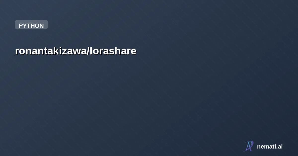 ronantakizawa/lorashare — Python Library for running SHARE (Compress multiple LoRA adapters into a shared