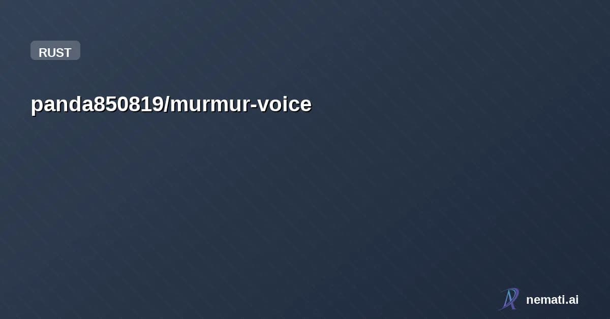panda850819/murmur-voice — Your voice, unheard by others. Privacy-first voice-to-text for macOS, built with