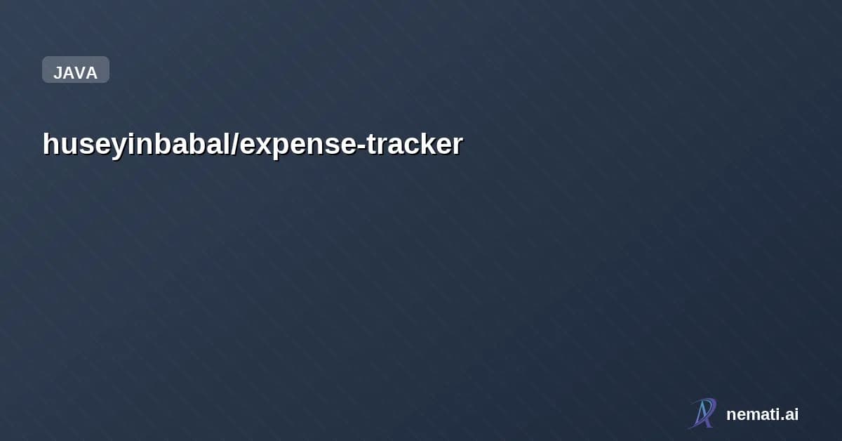 huseyinbabal/expense-tracker — Expense Tracker in Spring Boot 4