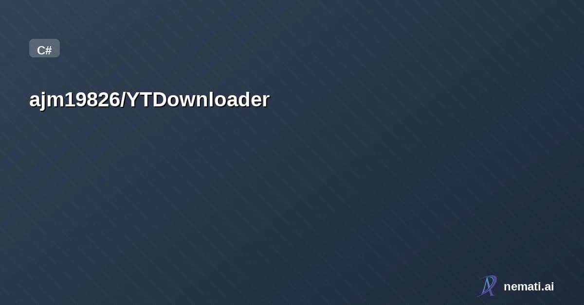 ajm19826/YTDownloader — A lightweight and user friendly Windows desktop application built with C# and WP
