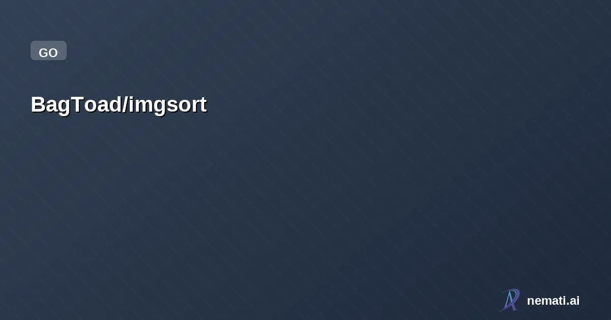 BagToad/imgsort — Local neural network image file sorting CLI in a single binary